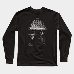 Sailing Ship's Rigging Vintage Patent Drawing Long Sleeve T-Shirt